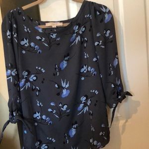 Loft boat neck floral print blouse